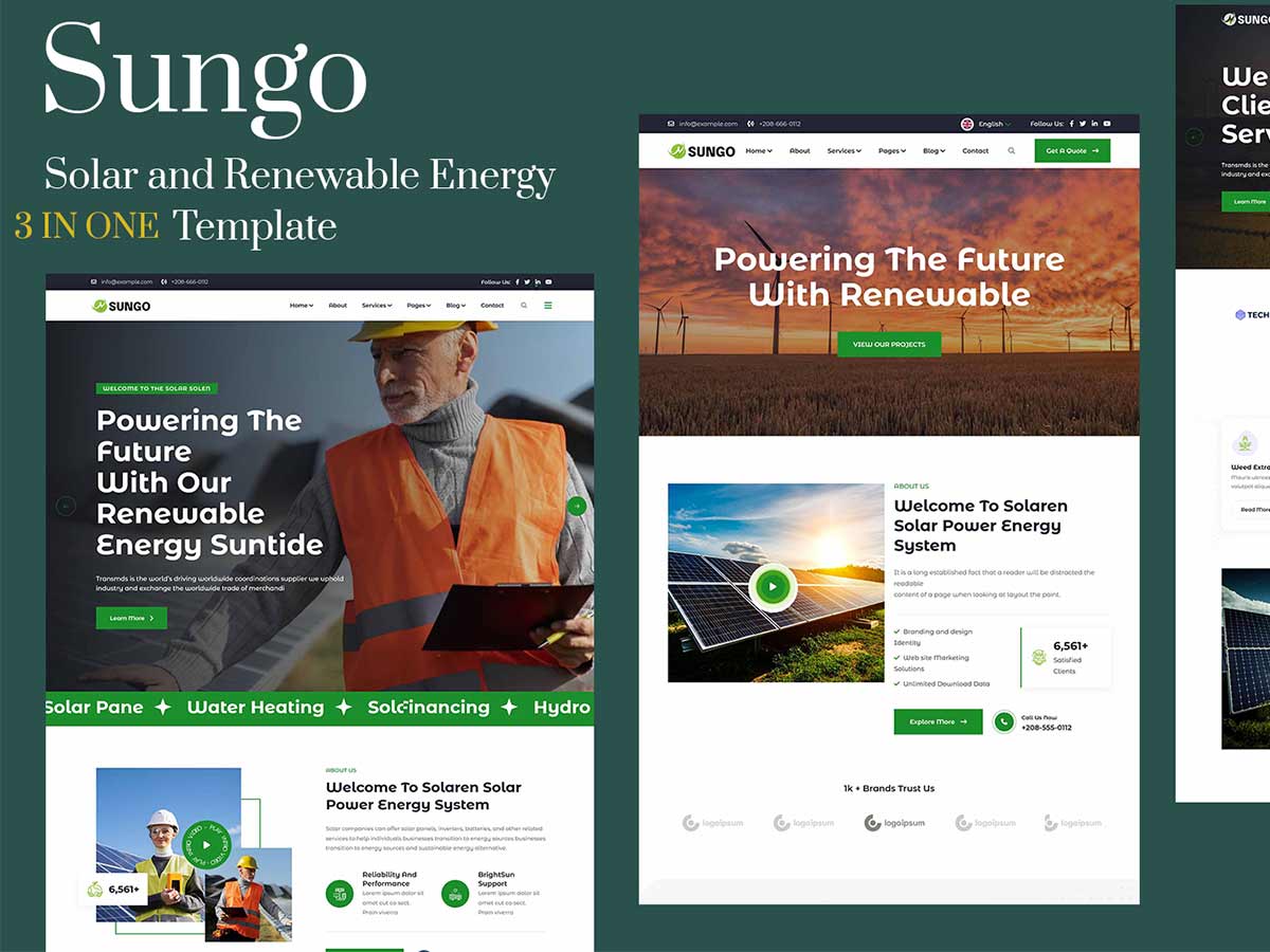 Sungo - 3 in One Solar & Renewable Energy Template